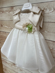 Abito Cerimonia Colorichiari Champagne con Fiocchi in Raso